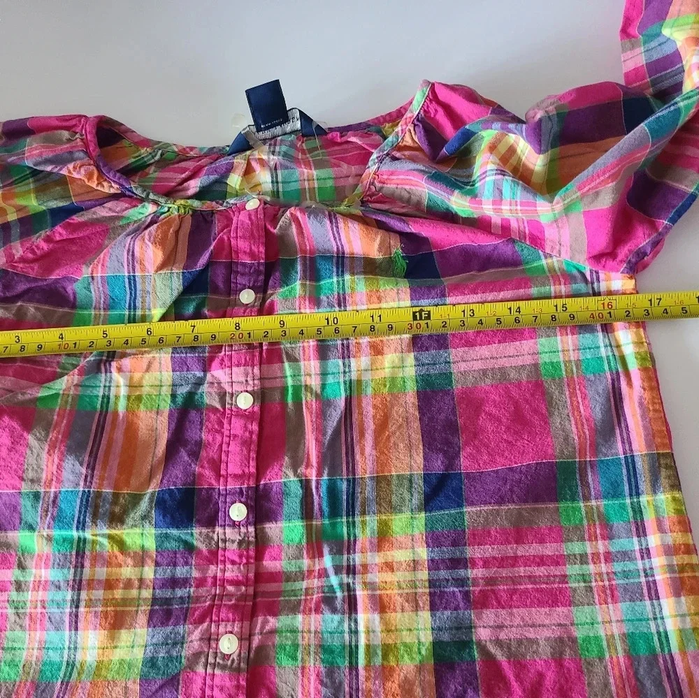Ralph lauren plaid Blouse button front girls sz.6X